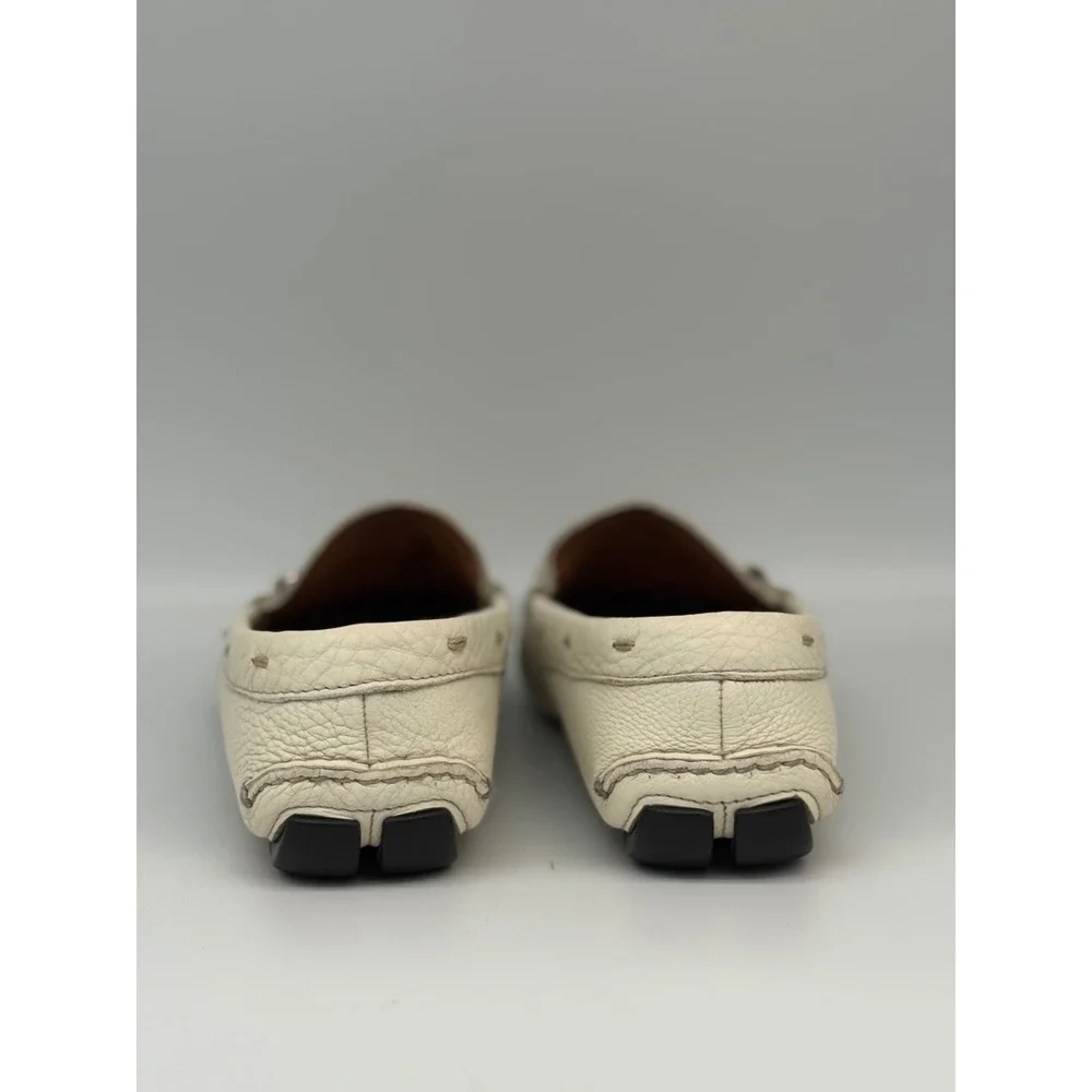 Authentic Prada White Pebbled Leather Driving Loafers Moccasins Men's UK 7 US8